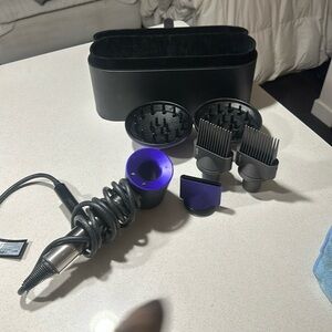 Dyson Hair Dryer and attachments and case